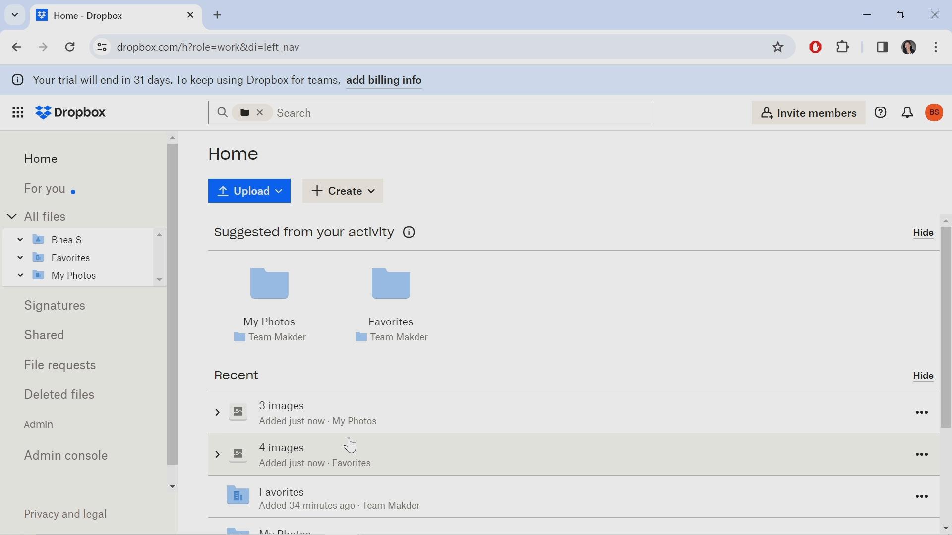 Screenshot of Deleting files on Dropbox