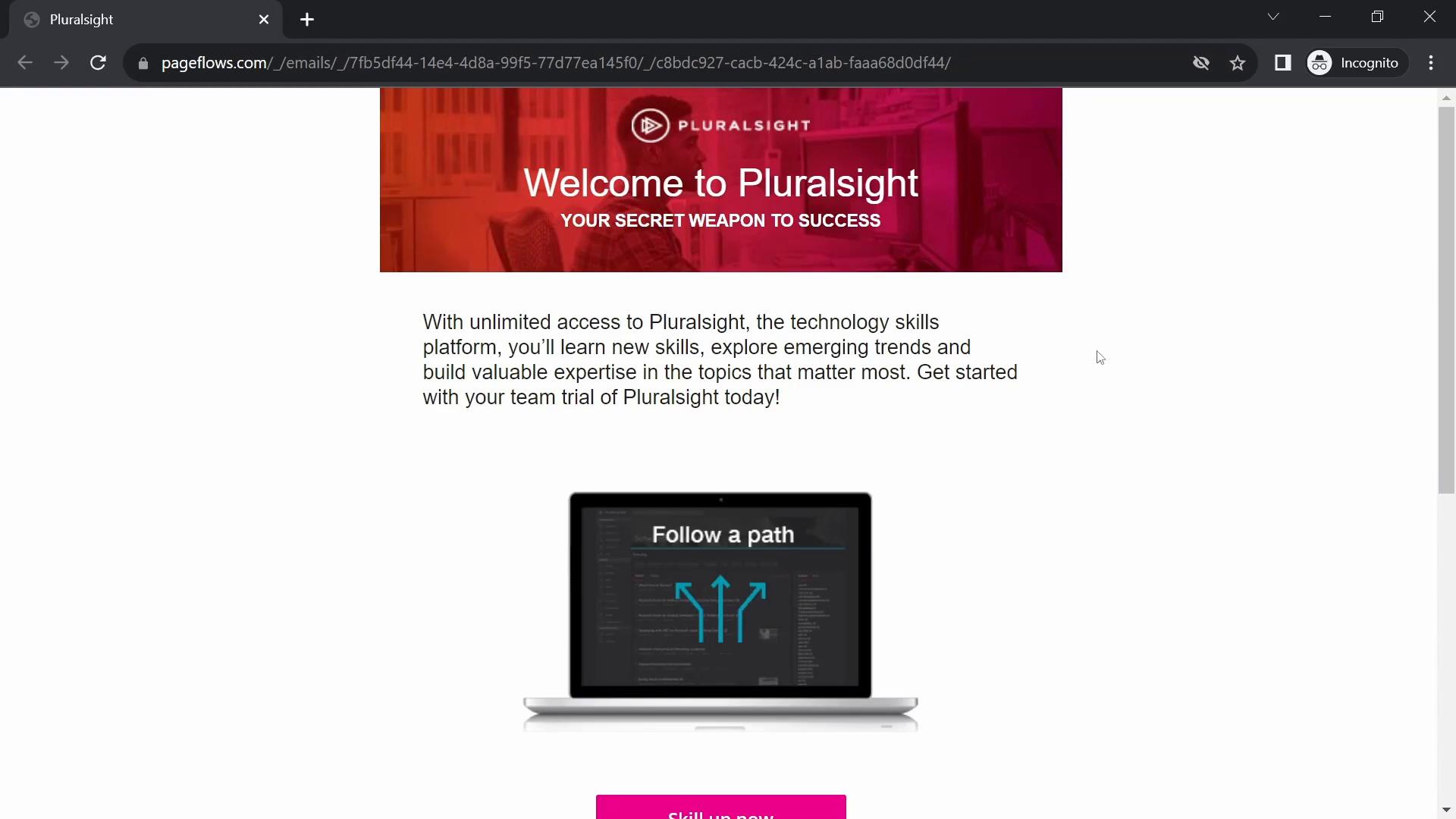 Screenshot of Accepting an invite on Pluralsight