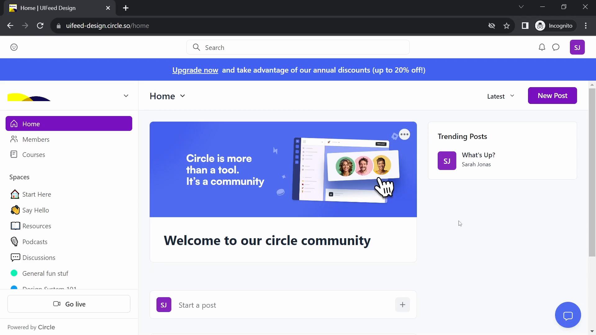 Creating a post on Circle video screenshot