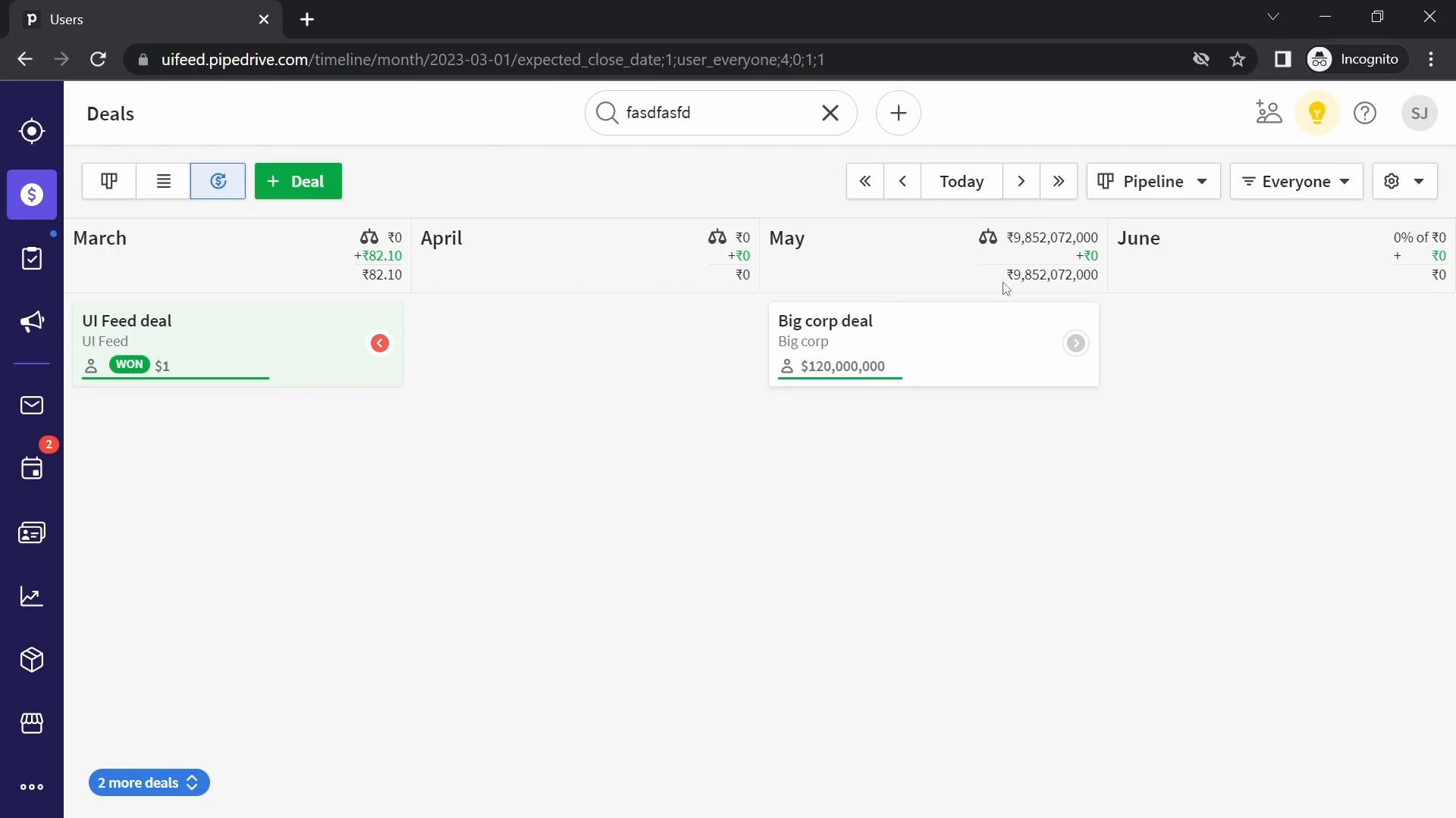 Screenshot of Inviting people on Pipedrive