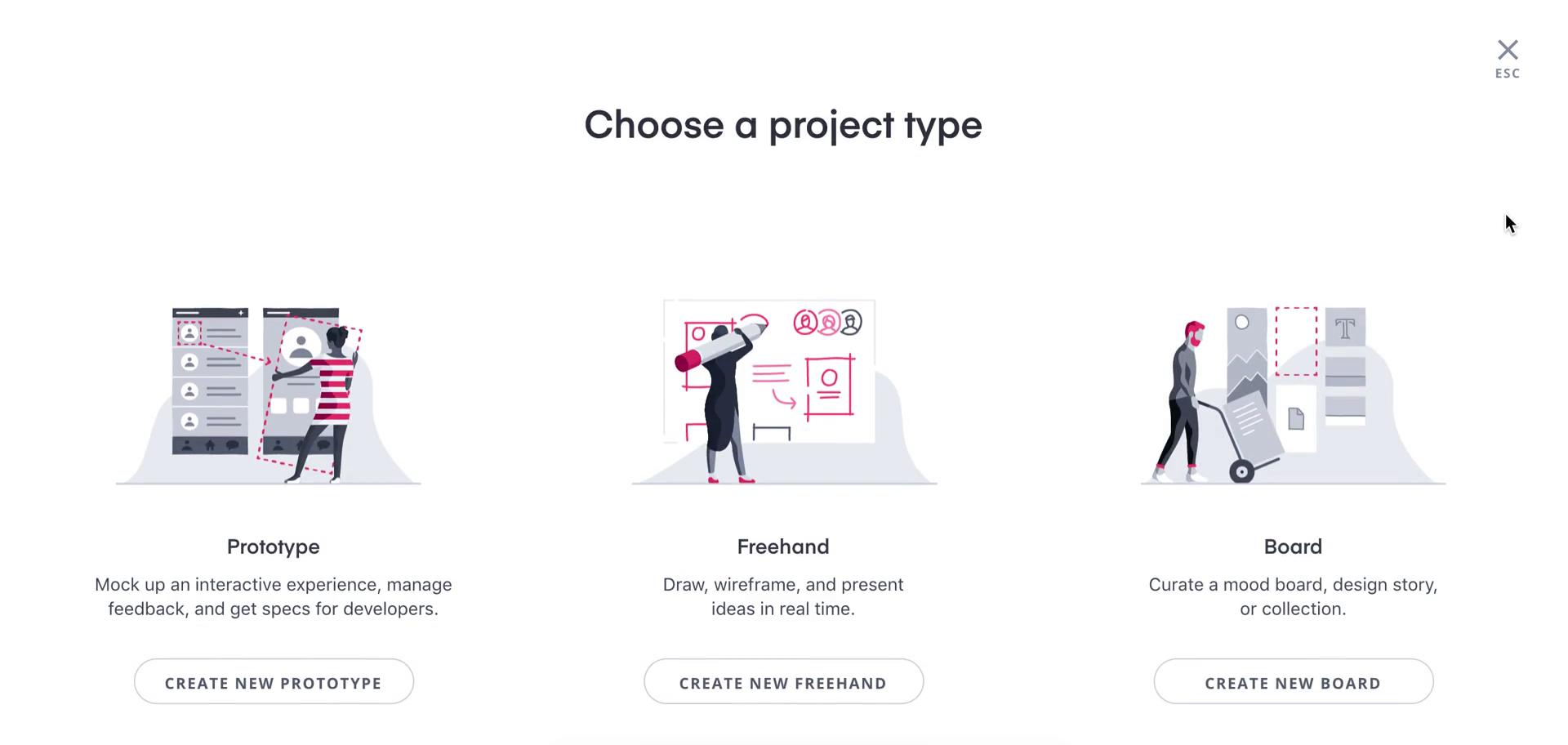 Screenshot of Creating a design on InVision