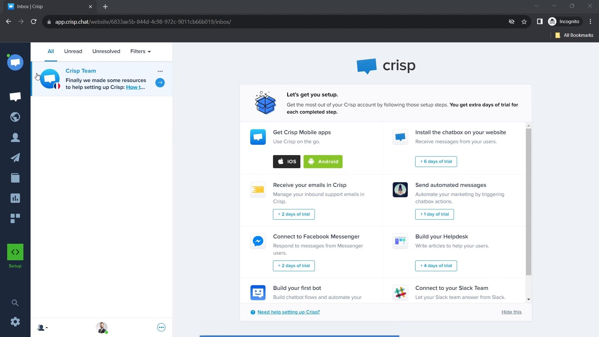 Screenshot of General browsing on Crisp