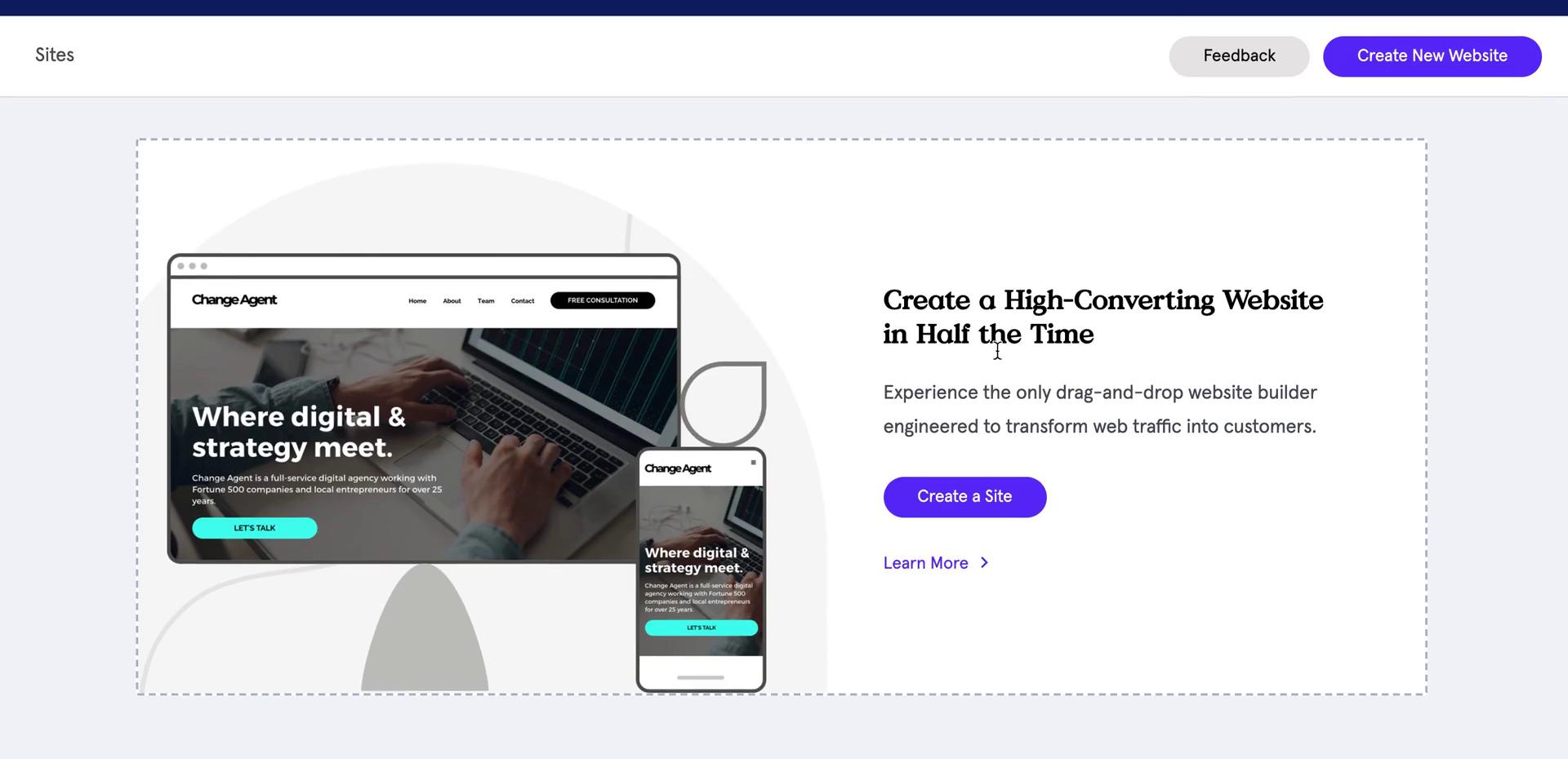 Screenshot of Creating a website on Leadpages