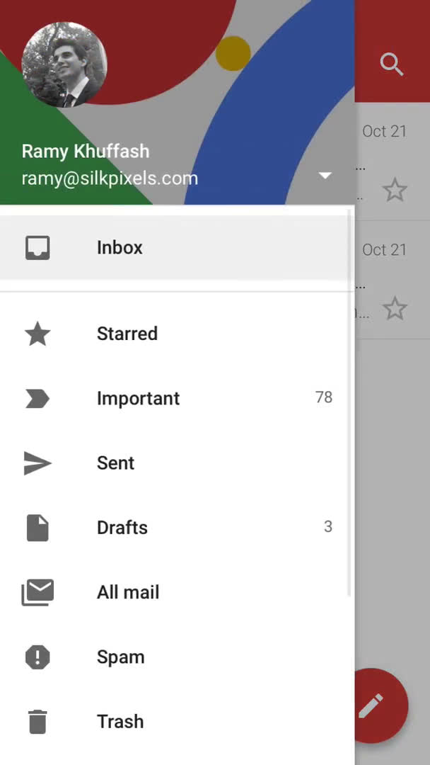 Screenshot of Filtering on Gmail