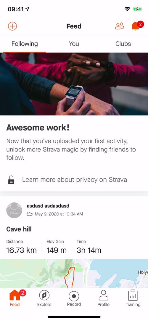 Screenshot of Discovering content on Strava