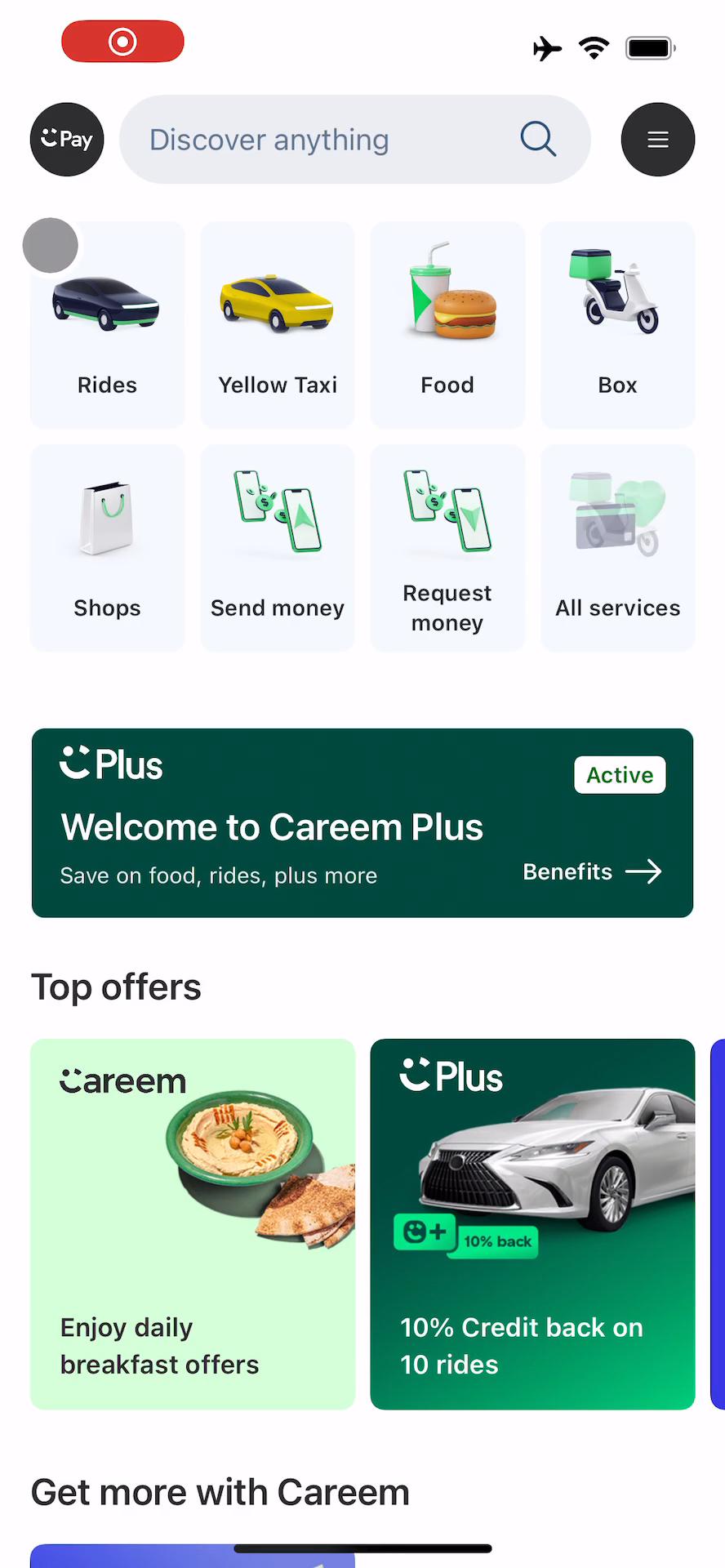 Screenshot of Booking transport on Careem