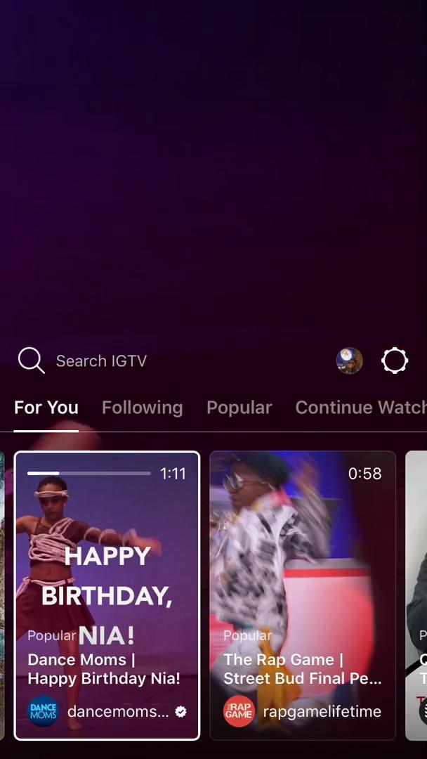 Searching on IGTV video screenshot