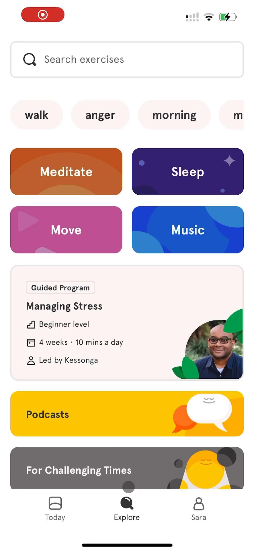 Screenshot of Meditation on Headspace