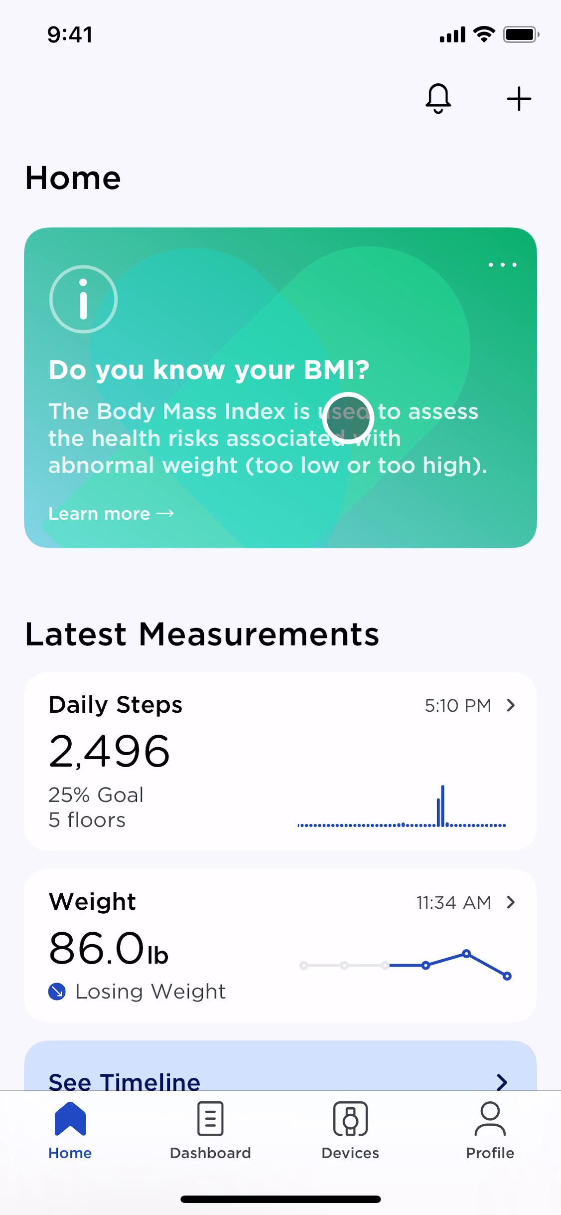 Screenshot of Tracking activity on Withings Healthmate