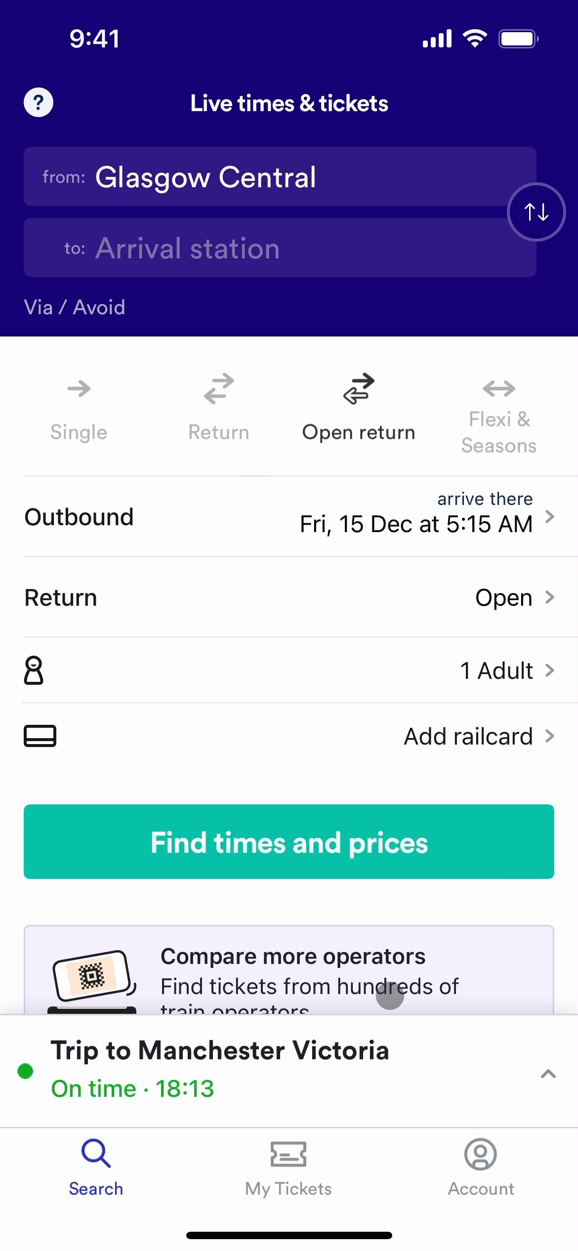Screenshot of Adding payment details on Trainline