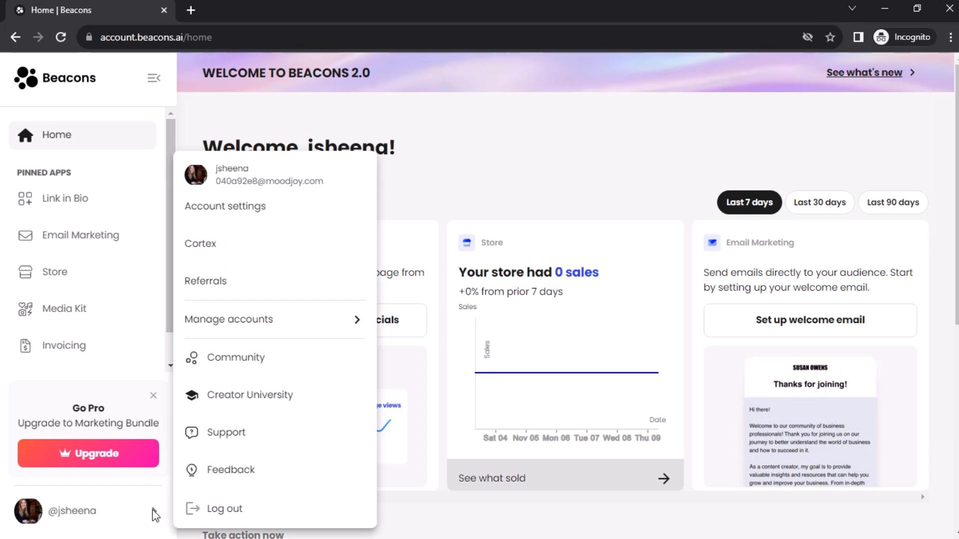 Screenshot of Giving feedback on Beacons