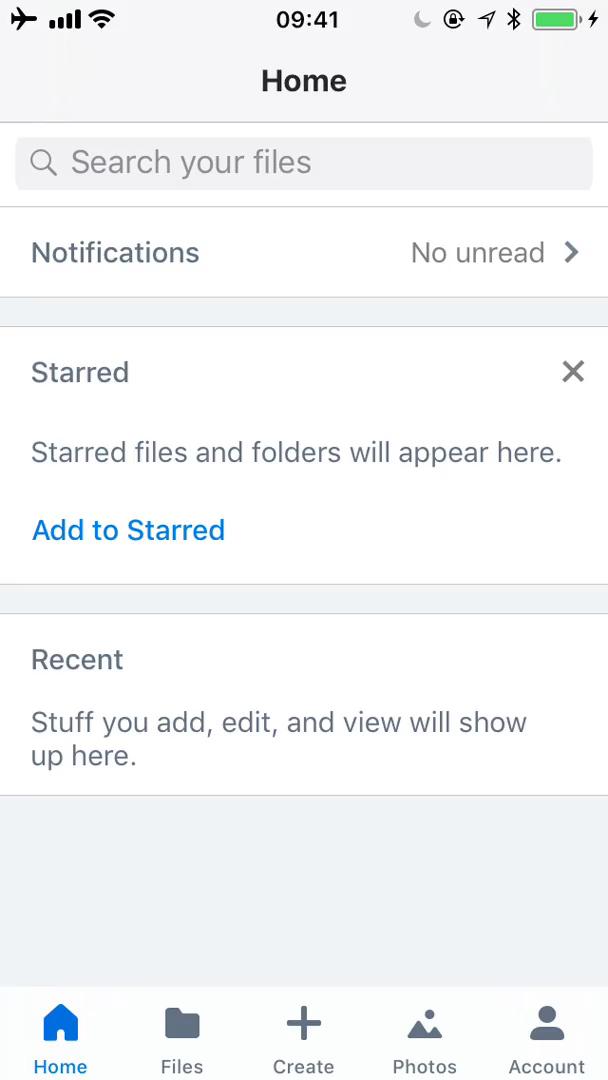 Screenshot of Adding files on Dropbox