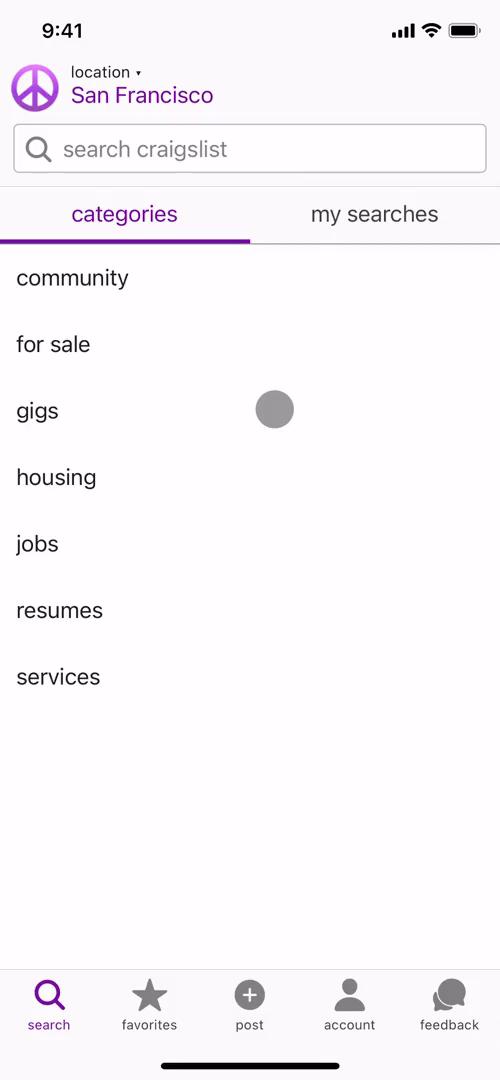 Screenshot of General browsing on Craigslist
