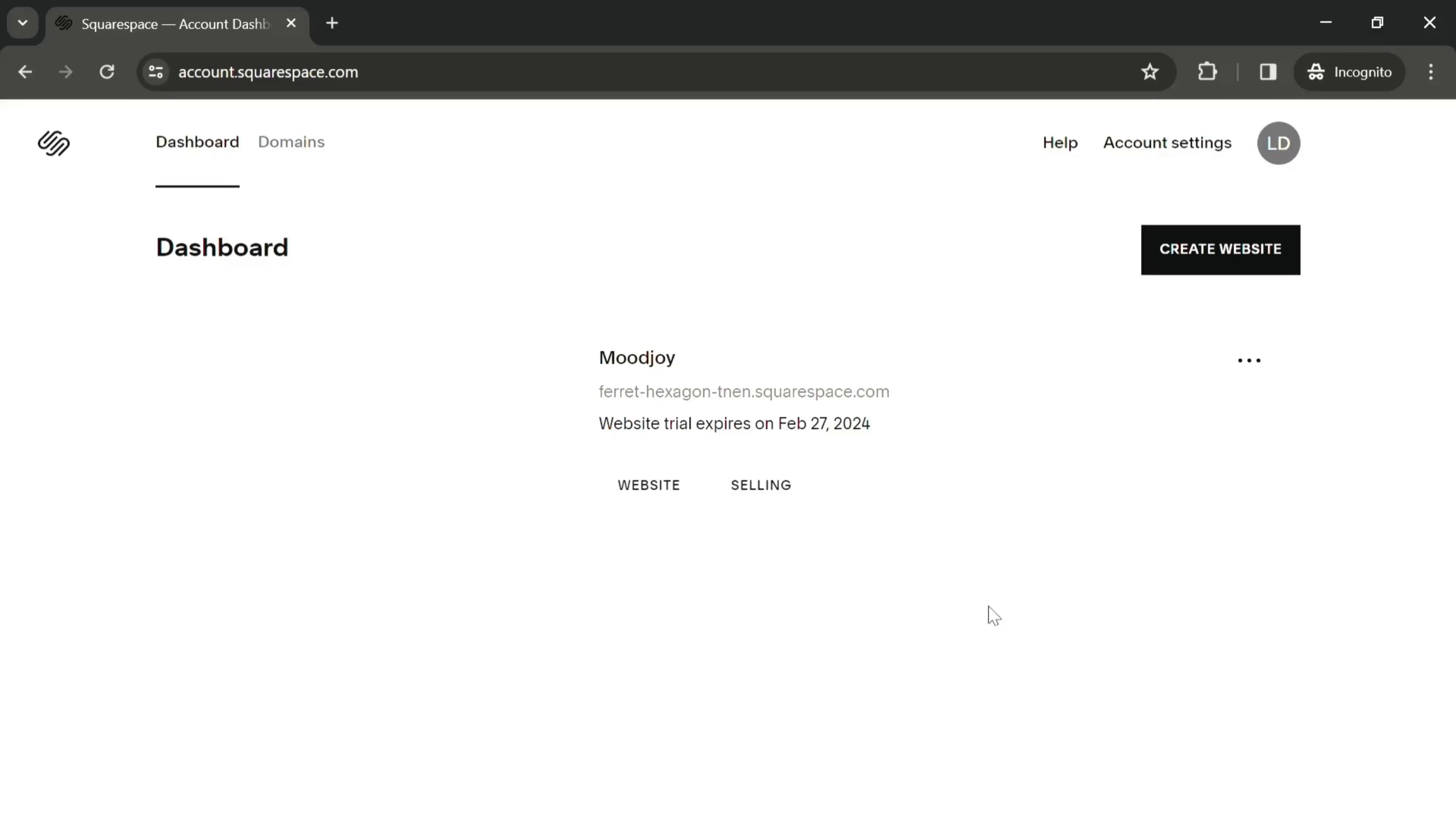 Screenshot of Creating a website on Squarespace