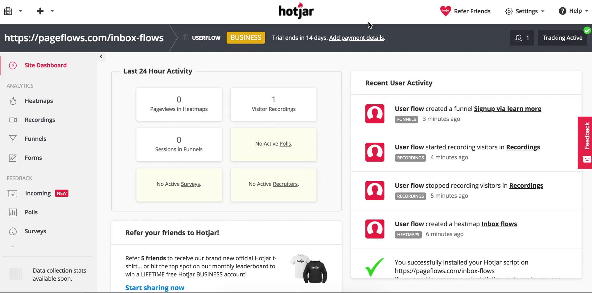 Screenshot of Adding payment details on Hotjar