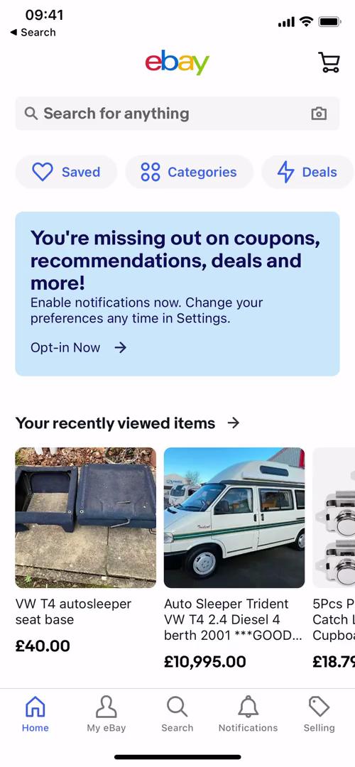 Screenshot of Searching on eBay