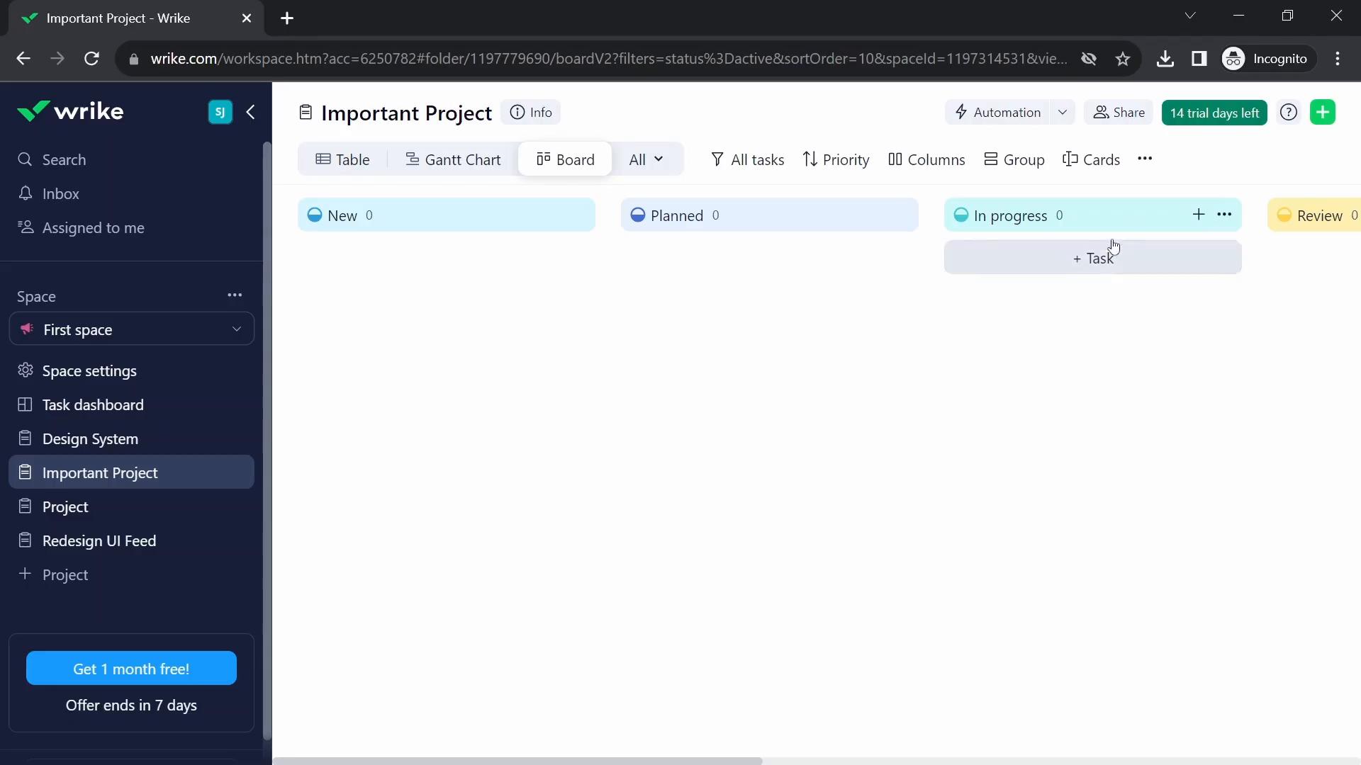 Screenshot of CSV import on Wrike