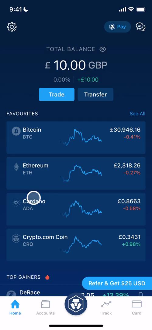 Screenshot of Sending currency on Crypto.com
