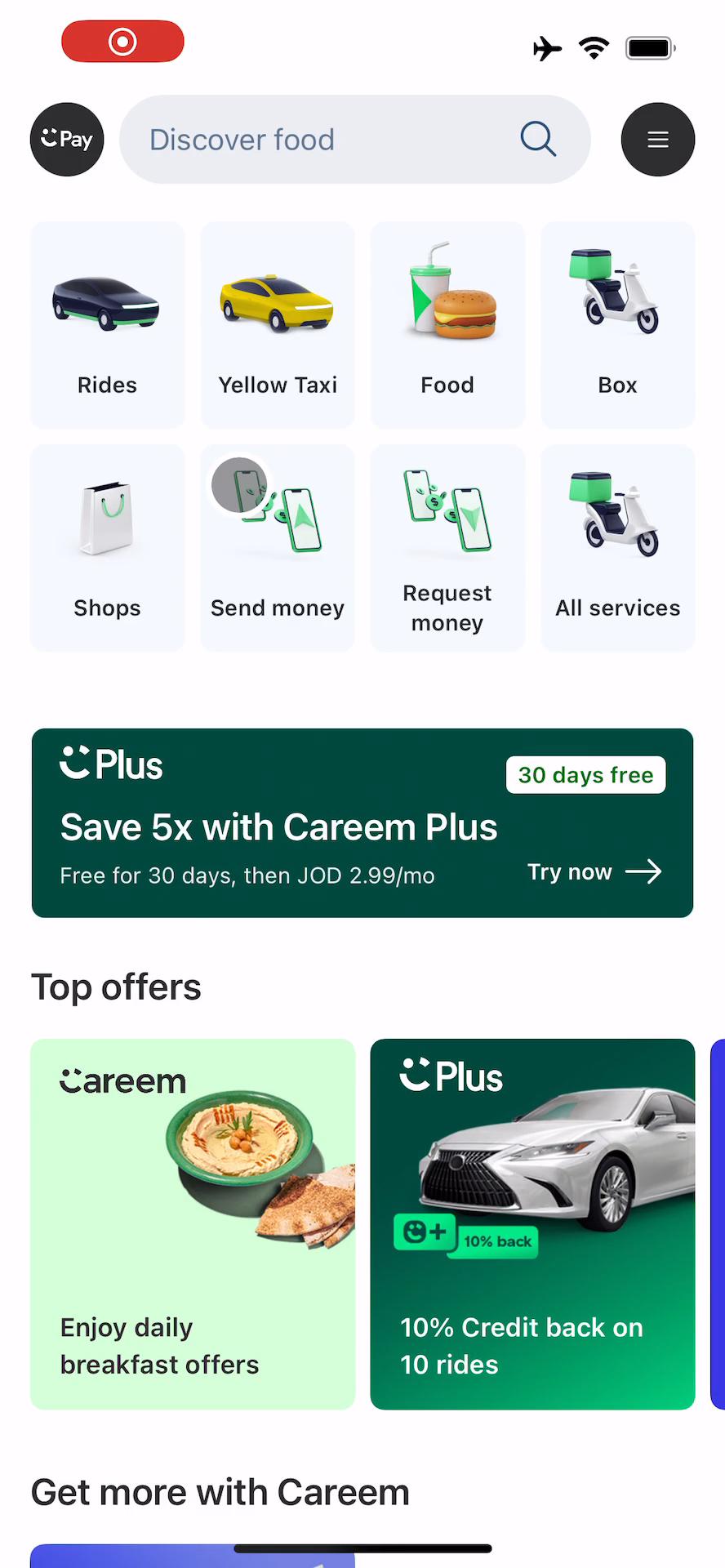 Screenshot of Upgrading your account on Careem