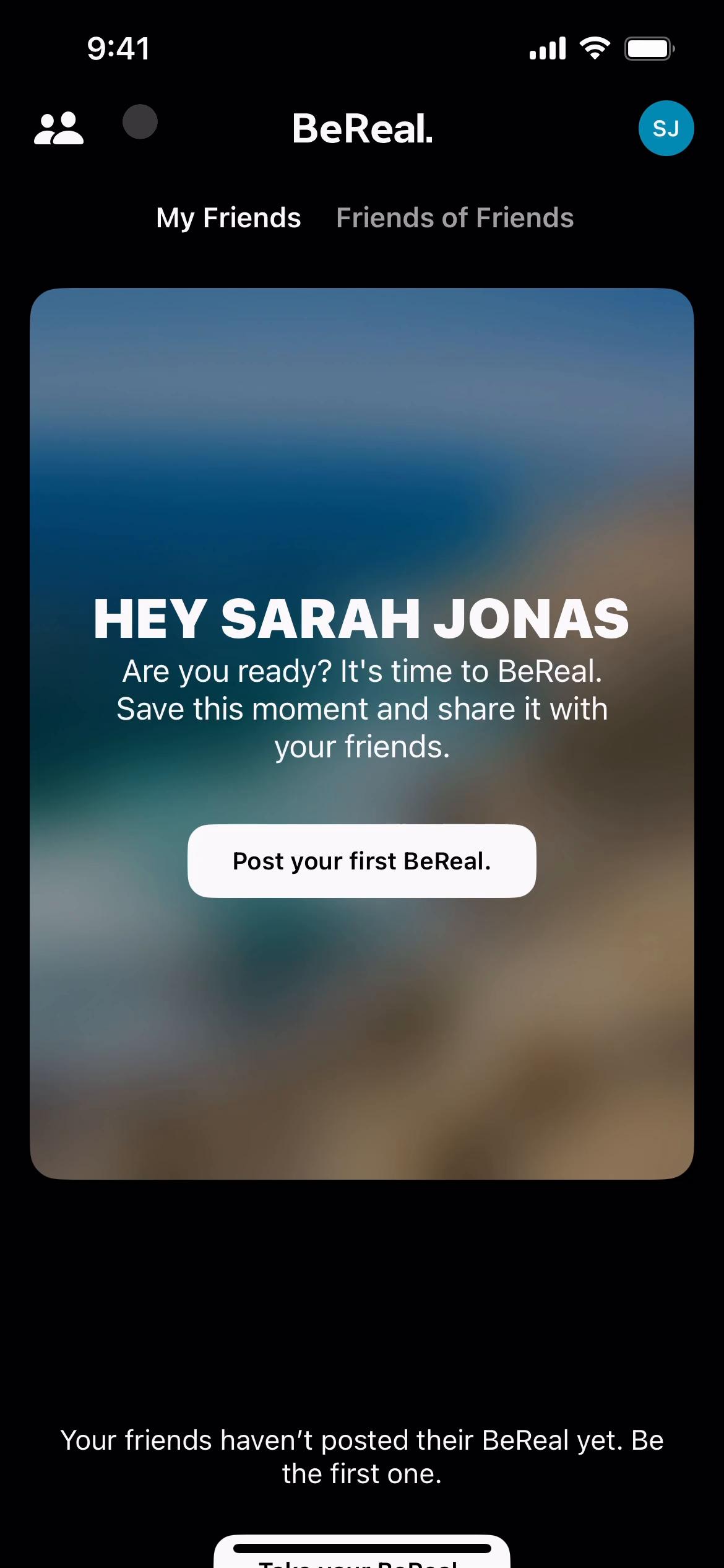 Screenshot of Inviting people on BeReal.
