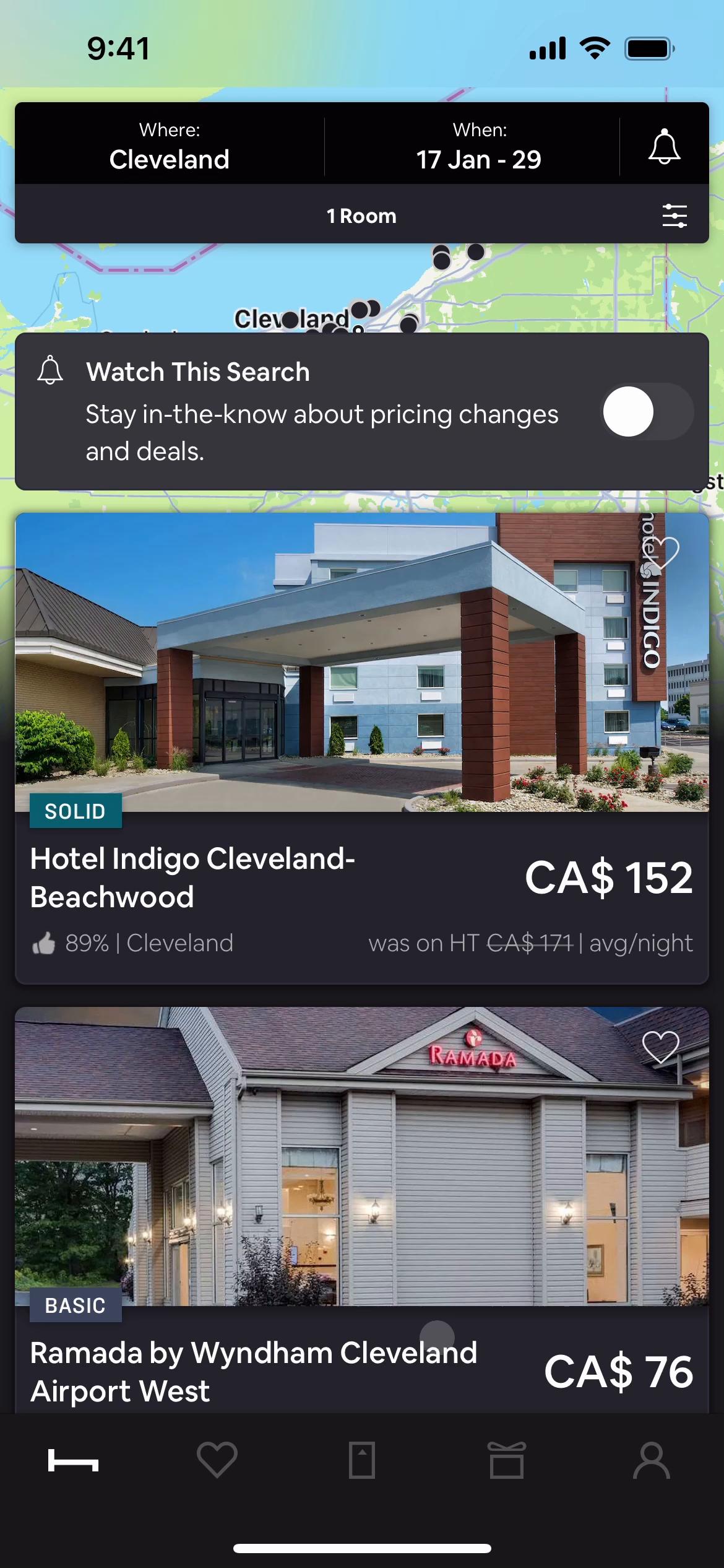 Screenshot of Inviting people on HotelTonight