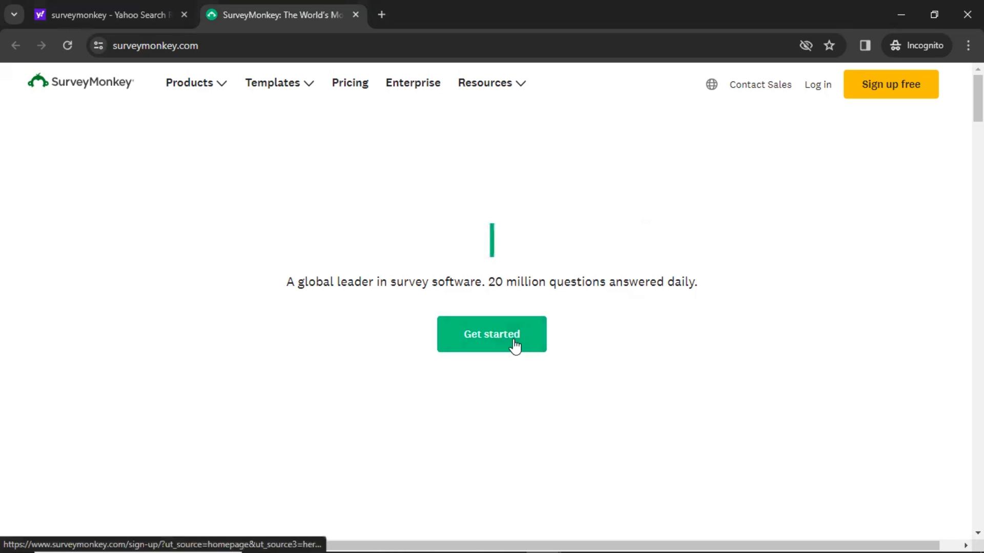 Screenshot of Onboarding on SurveyMonkey