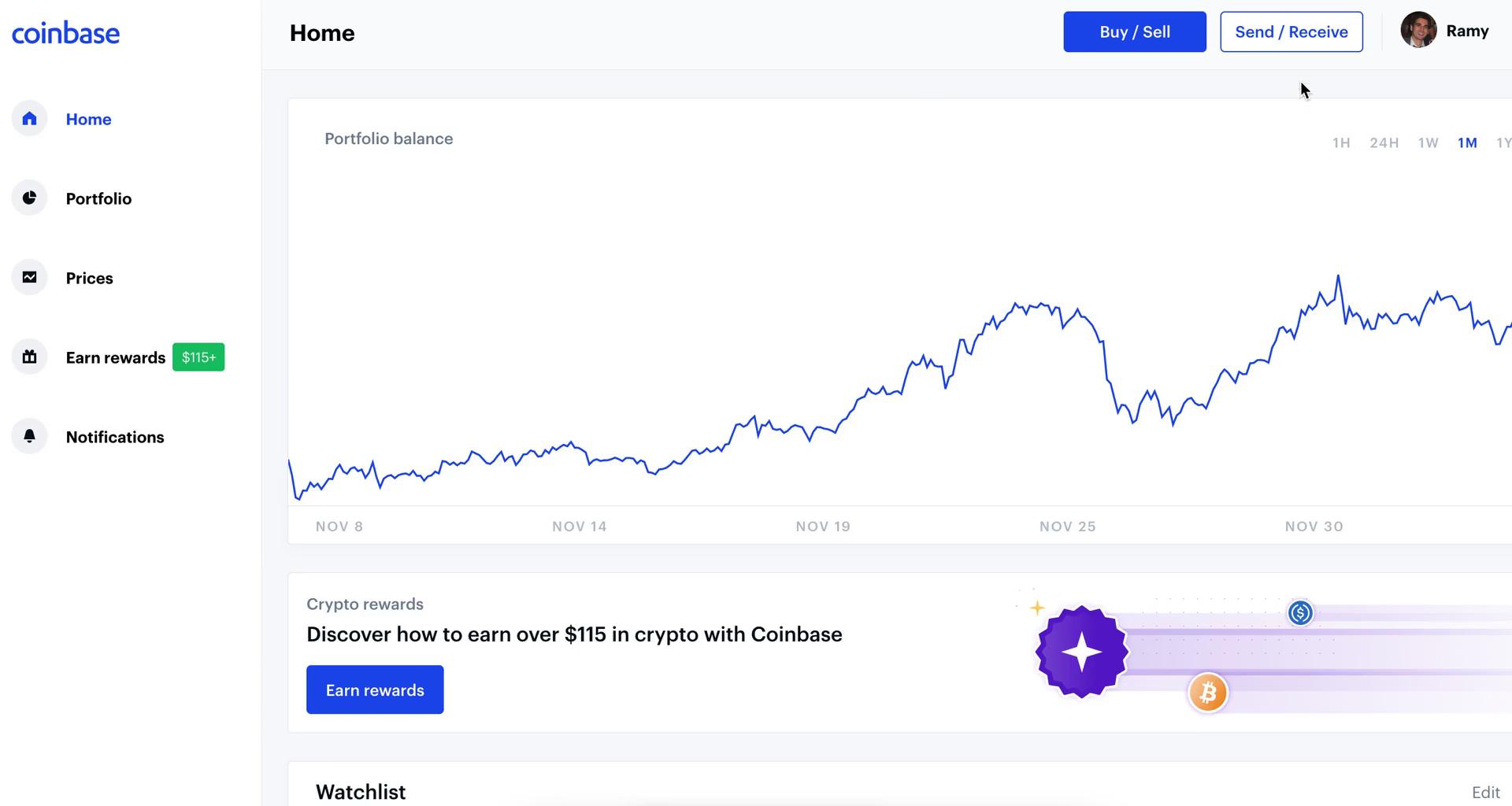 Screenshot of Sending currency on Coinbase