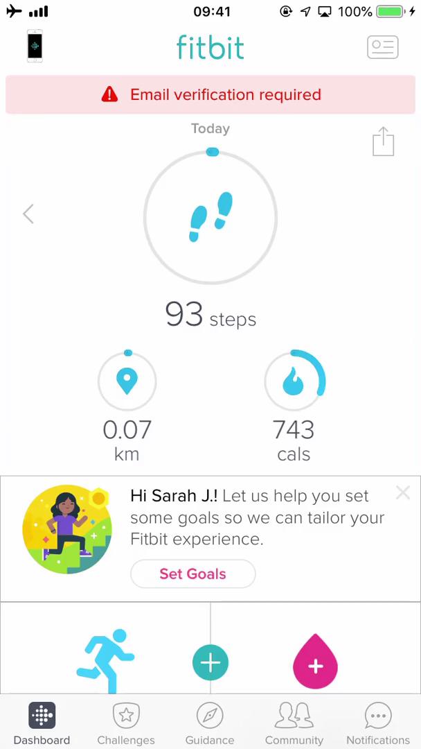 Screenshot of Updating your email on Fitbit
