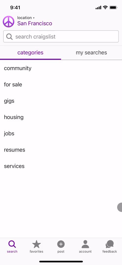 Screenshot of Listing a product on Craigslist