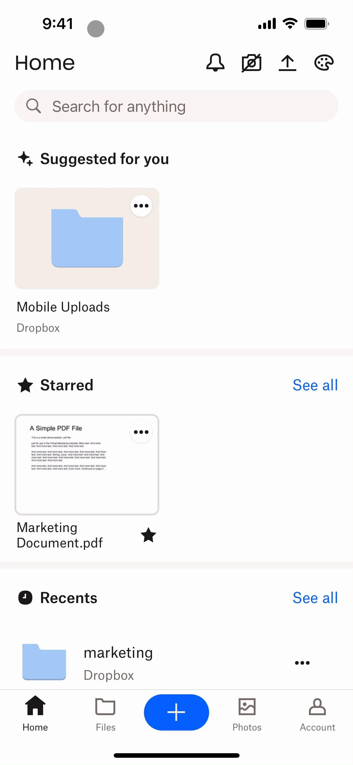 Screenshot of Upgrading your account on Dropbox