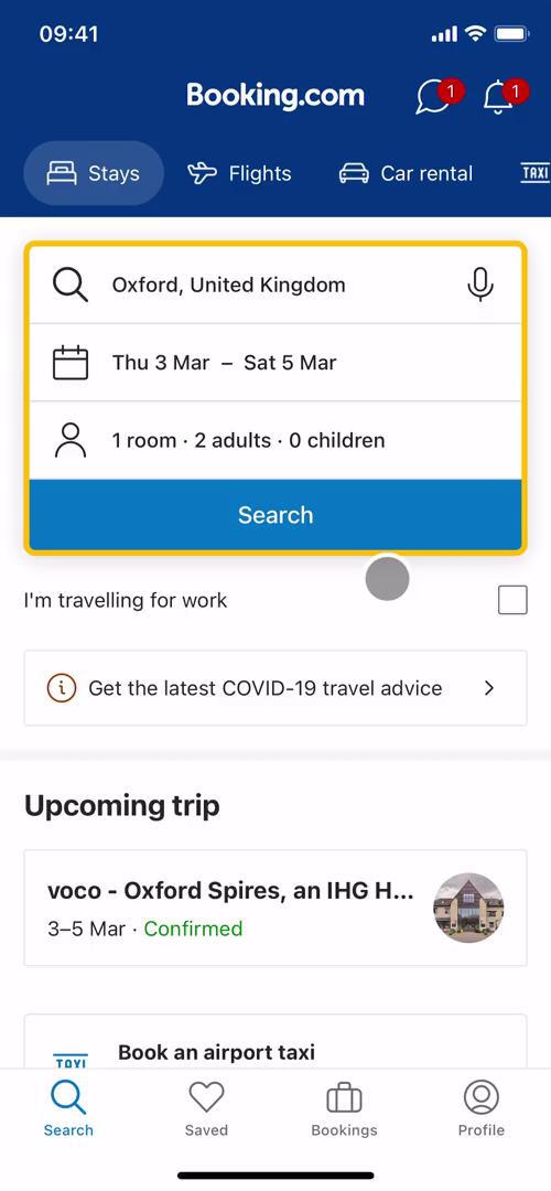 Screenshot of Order history on Booking.com